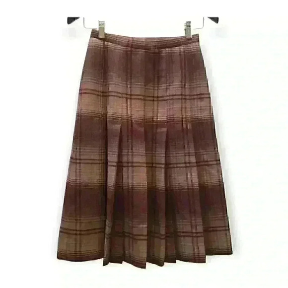 VINTAGE Elysee  Soiries Midi Skirt Scottish Tartan Wool Blend Pleated - Picture 1 of 11